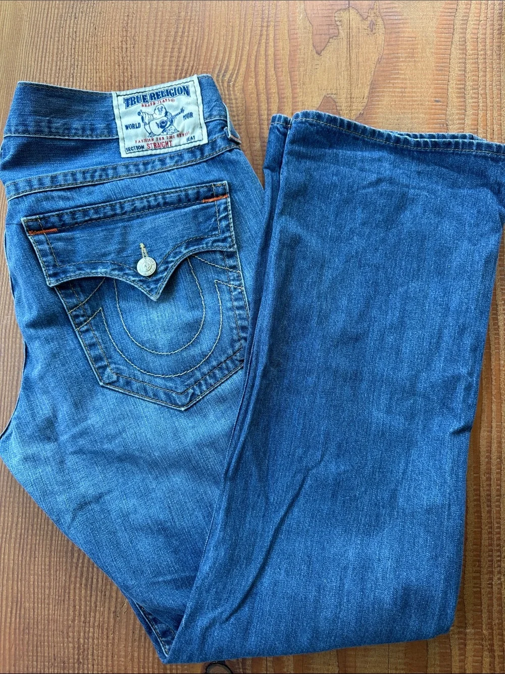 True Religion Blue Denim Back Pocket Jeans